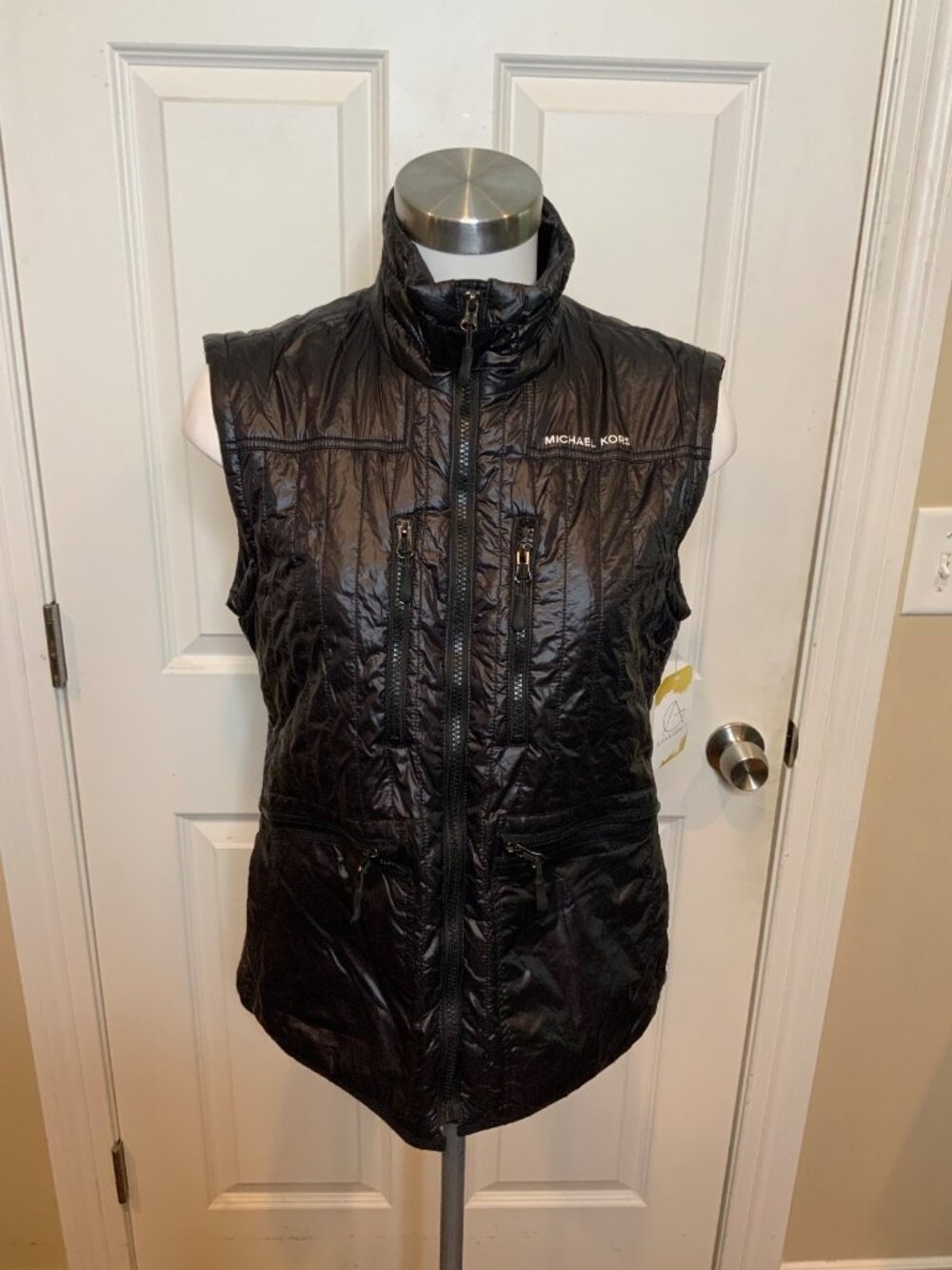 Michael Kors Black Quilted Lightweight Puffer Utility Vest, Size Small